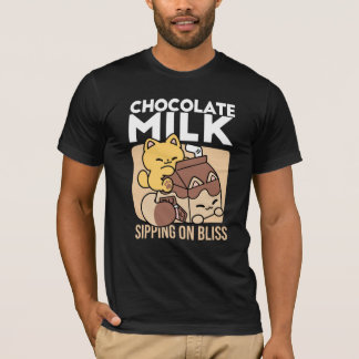 Chocolate Milk Sipping on Bliss – Kawaii Cat Food  T-Shirt