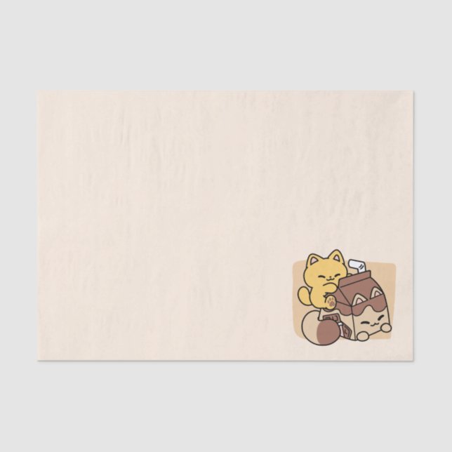 Chocolate Milk Sipping on Bliss – Kawaii Cat Food  Tissue Paper (Front)