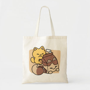 Chocolate Milk Sipping on Bliss – Kawaii Cat Food  Tote Bag