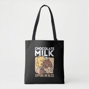 Chocolate Milk Sipping on Bliss – Kawaii Cat Food  Tote Bag