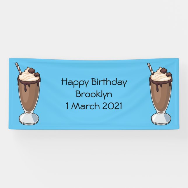 Chocolate milkshake cartoon illustration banner (Horizontal)
