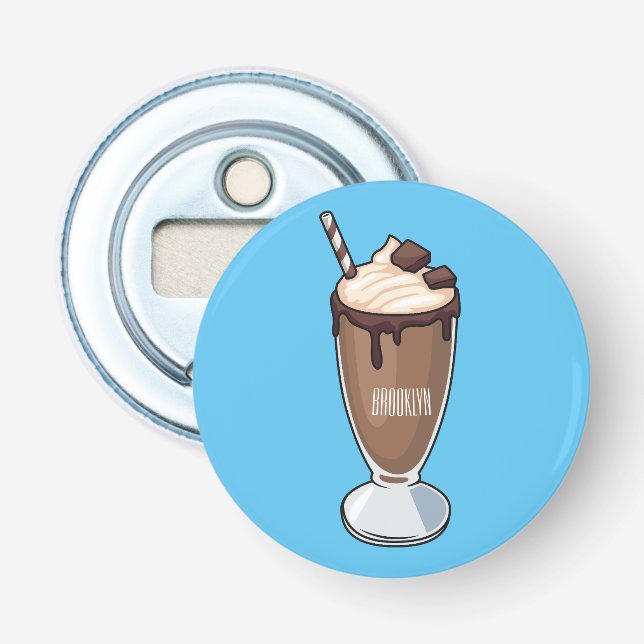 Chocolate milkshake cartoon illustration  bottle opener (Front)
