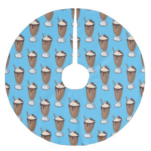 Chocolate milkshake cartoon illustration brushed polyester tree skirt