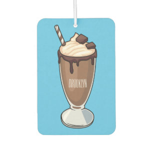 Chocolate milkshake cartoon illustration car air freshener