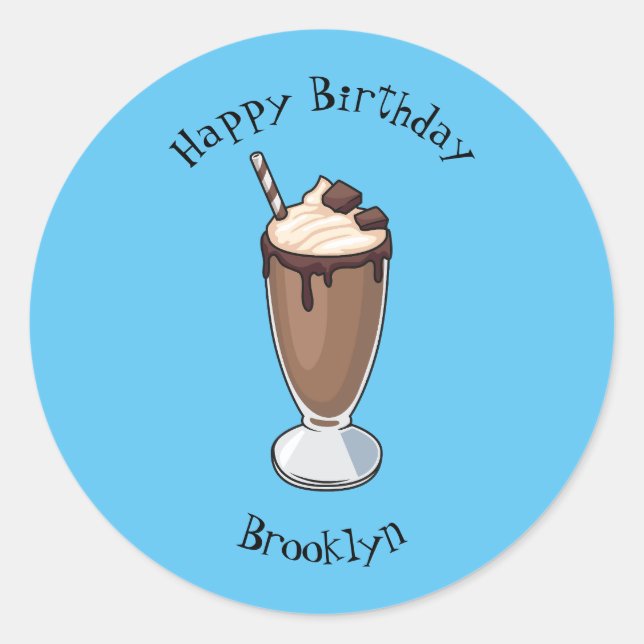 Chocolate milkshake cartoon illustration  classic round sticker (Front)