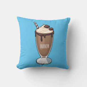 Chocolate milkshake cartoon illustration cushion