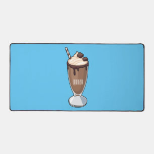 Chocolate milkshake cartoon illustration desk mat
