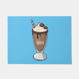 Chocolate milkshake cartoon illustration doormat