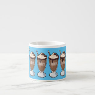 Chocolate milkshake cartoon illustration  espresso cup