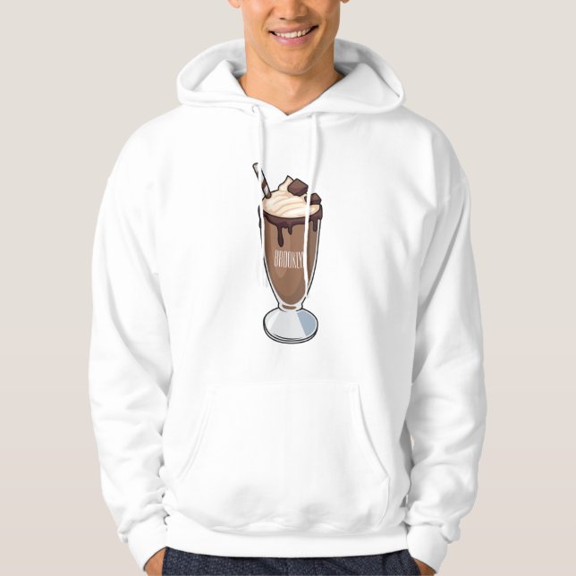 Chocolate milkshake cartoon illustration hoodie (Front)