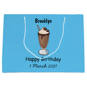 Chocolate milkshake cartoon illustration large gift bag