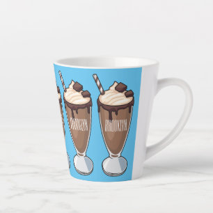 Chocolate milkshake cartoon illustration latte mug