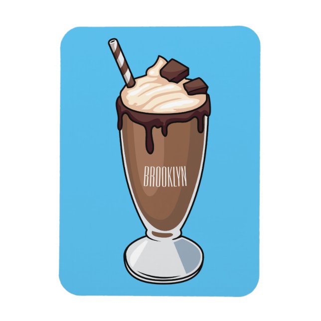 Chocolate milkshake cartoon illustration  magnet (Vertical)