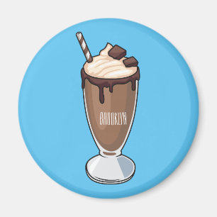 Chocolate milkshake cartoon illustration magnet