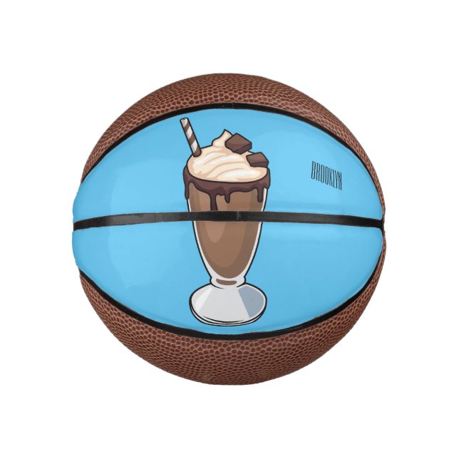 Chocolate milkshake cartoon illustration  mini basketball (Front)