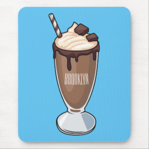 Chocolate milkshake cartoon illustration mouse pad
