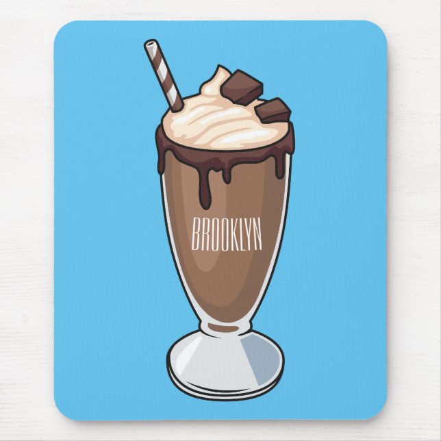 Chocolate milkshake cartoon illustration  mouse pad (Front)