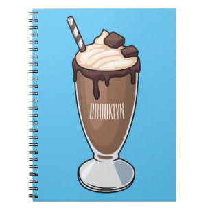 Chocolate milkshake cartoon illustration notebook