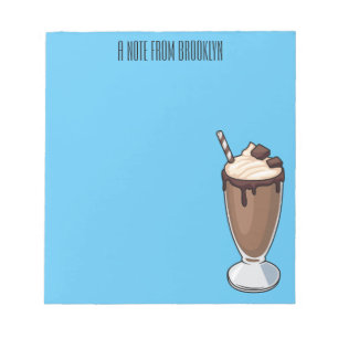 Chocolate milkshake cartoon illustration notepad