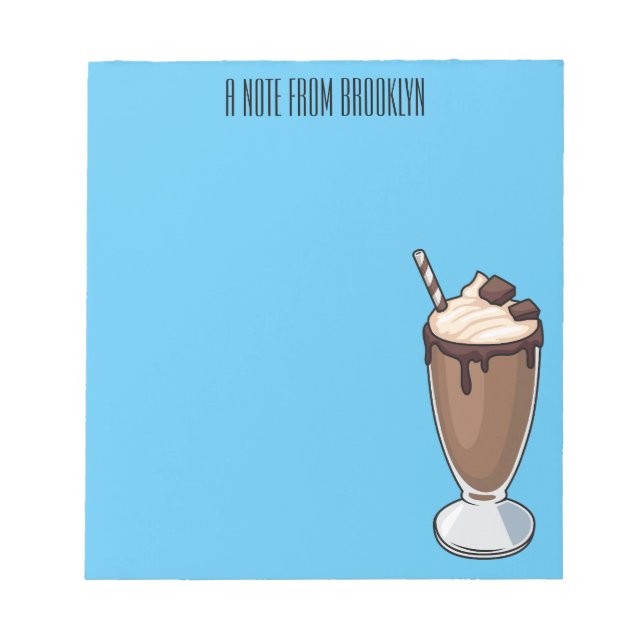 Chocolate milkshake cartoon illustration notepad (Front)