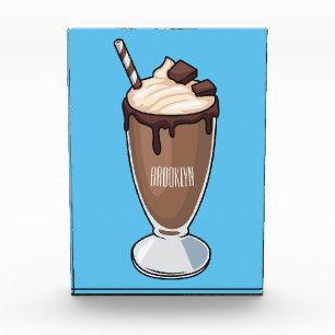 Chocolate milkshake cartoon illustration photo block