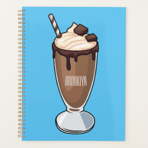 Chocolate milkshake cartoon illustration planner