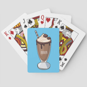 Chocolate milkshake cartoon illustration playing cards