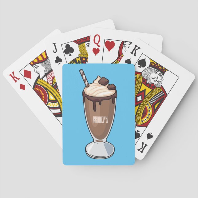 Chocolate milkshake cartoon illustration playing cards (Back)