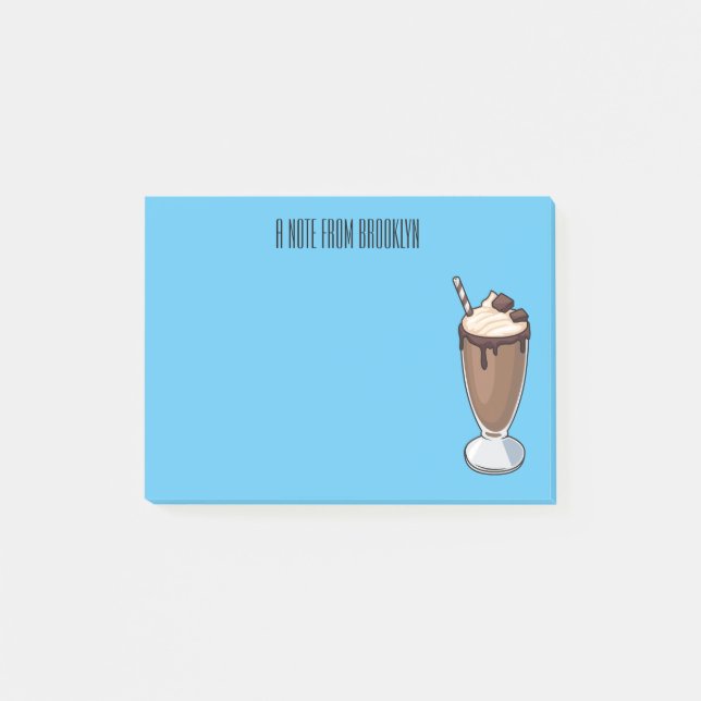 Chocolate milkshake cartoon illustration post-it notes (Front)