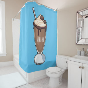 Chocolate milkshake cartoon illustration shower curtain