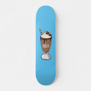 Chocolate milkshake cartoon illustration skateboard