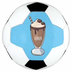 Chocolate milkshake cartoon illustration soccer ball