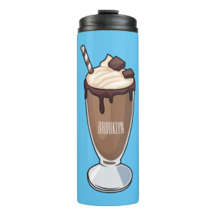 Chocolate milkshake cartoon illustration thermal tumbler
