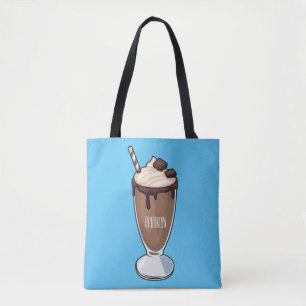 Chocolate milkshake cartoon illustration  tote bag