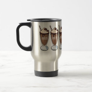 Chocolate milkshake cartoon illustration travel mug