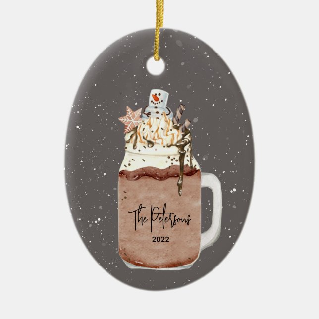 Chocolate Milkshake Christmas Holiday Ceramic Orna Ornament (Front)