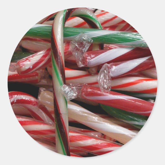 Chocolate Mint Candy Canes Holiday Festive Classic Round Sticker (Front)