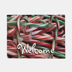 Chocolate Mint Candy Canes Holiday Festive Doormat