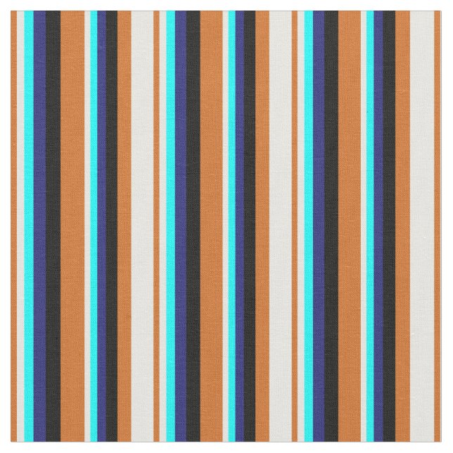 Chocolate, Mint Cream, Cyan, Midnight Blue & Black Fabric (Close Up)