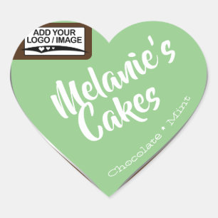 Chocolate Mint Green Cake Packaging Logo Template Heart Sticker