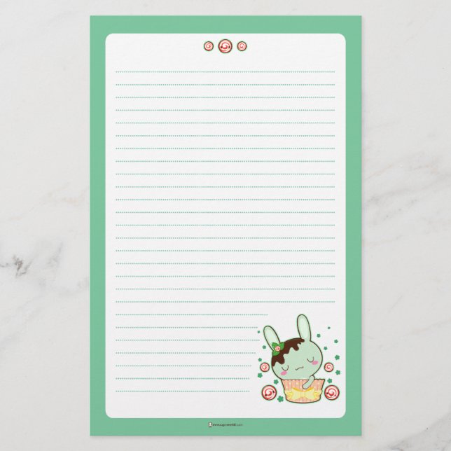 Chocolate Mint Truffle Bunny Stationery (Front)
