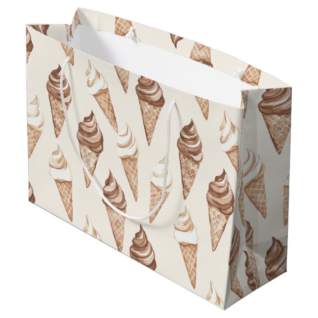 Chocolate Mocha Ice Cream Cones Birthday Large Gift Bag (Back Angled)