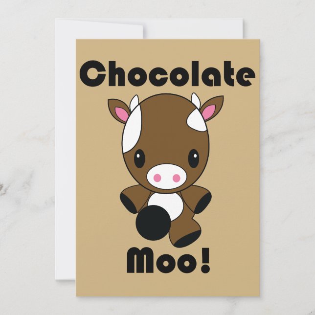 Chocolate Moo Kawaii Cow Invitations (Front)