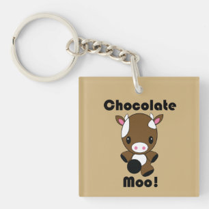 Chocolate Moo Kawaii Cow Key Ring