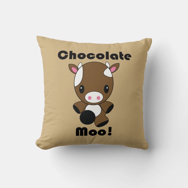 Chocolate Moo Kawaii Cow pillow (Front)