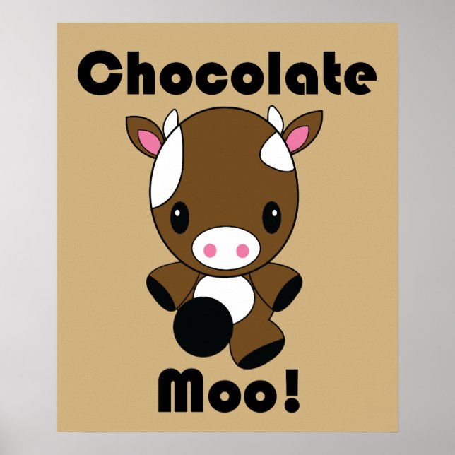 Chocolate Moo Kawaii Cow poster (Front)