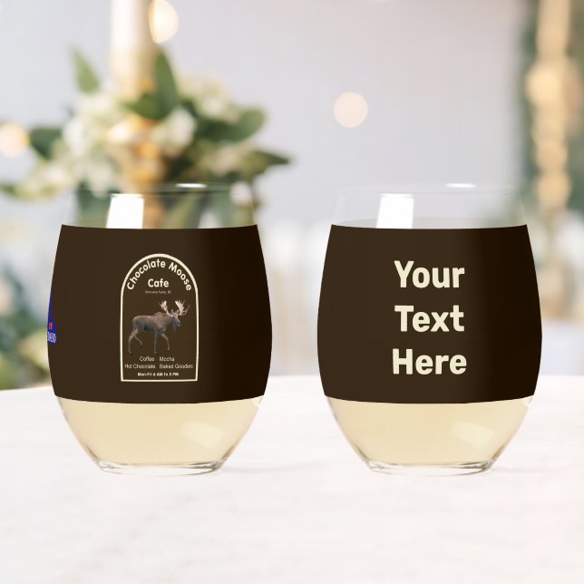 Chocolate Moose Cafe Stemless Wine Glass (Insitu (Wedding))