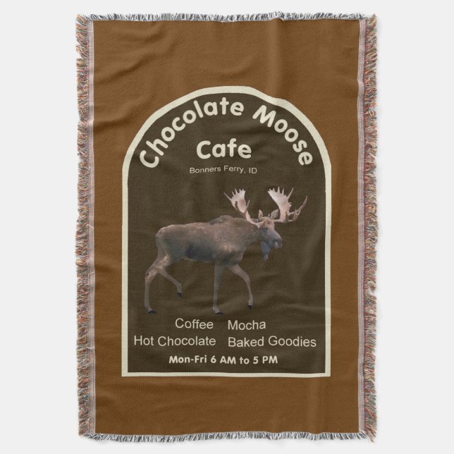 Chocolate Moose Cafe Throw Blanket (Front Vertical)