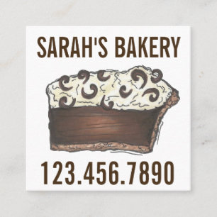 Chocolate Mousse Cream Pie Pastry Chef Bakery Food Square Business Card