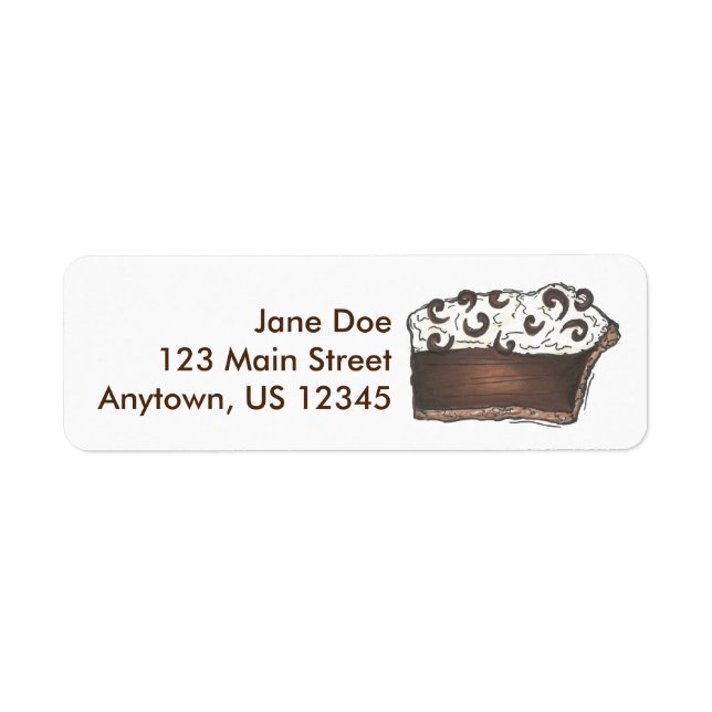 Chocolate Mousse Pie Slice Dessert Address Labels (Front)